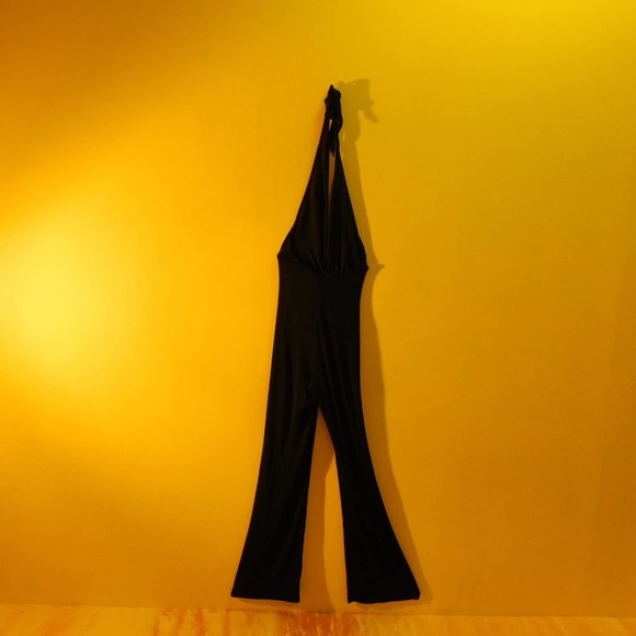 Vintage Retro 1980's Black Halter Jumpsuit - Picture 6 of 8